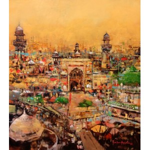 Shan Amrohvi, 30 x 36 inch, Acrylic on Canvas, Cityscape Painting, AC-SA-174